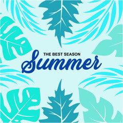 Summer tropical background with leaf pattern vector image,minimalist and creative concept design ideas,can be for wallpaper or summer party 