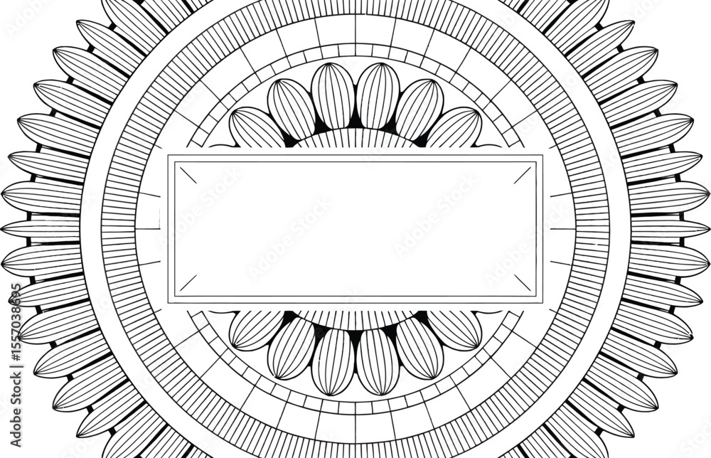 Fototapete abstract monochrome design with radial pattern and zenith text in center box