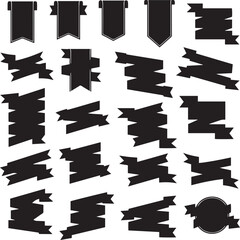 Black Ribbon Banner Silhouette Vector Design Elements