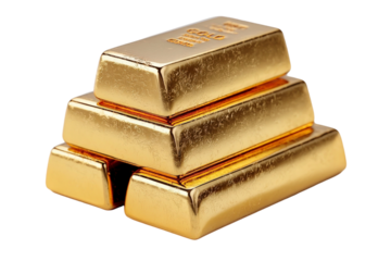 Shiny Gold Bullion Bars Stacked on Each Other with Distinctive Engravings Reflecting Luxury, Wealth, and Investment Opportunities in Finance Sector