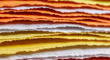 Fototapeta premium Stack of Colorful Paper Sheets Close-up