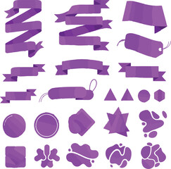 Purple Abstract Graphic Design Elements with Ribbons and ShapesPurple Abstract Graphic Design Elements with Ribbons and Shapes