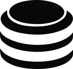 Abstract Black and White Layered Cylinder Shape with Horizontal Bands Representing Data Storage Information Technology or a Stacked Object in a Minimalist Design Style