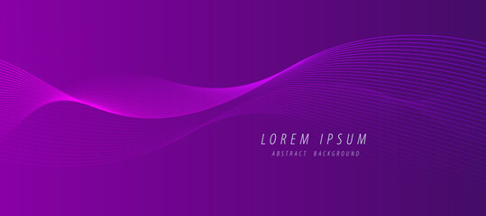 Futuristic neon-style abstract background with glowing wave lines on a deep purple base. Ideal for tech and digital designs.