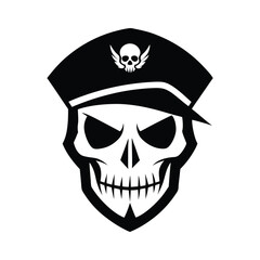 pirate skull outline icon isolated on white background