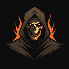 Grim Reaper Skeletons colorful icon isolated on black background