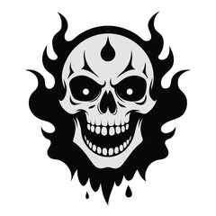 skull with a skull fire head silhouette icon isolated on white background