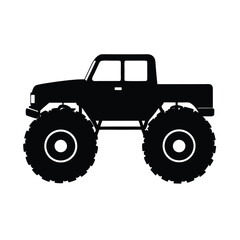 Naklejka premium Monster truck silhouette vector , Black Monster truck silhouette 