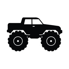 Naklejka premium Monster truck silhouette vector , Black Monster truck silhouette 