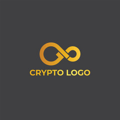 Elegant golden infinity logo symbolizing blockchain. crypto. and digital finance. Perfect for cryptocurrency branding. fintech identity. and modern tech-related visual design projects.