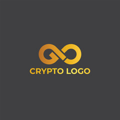 Elegant golden infinity logo symbolizing blockchain. crypto. and digital finance. Perfect for cryptocurrency branding. fintech identity. and modern tech-related visual design projects.