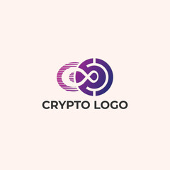 Colorful Violet Infinity Logo. Tech Crypto Symbol. Isolated Vector Design