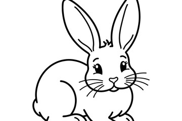 Cute Bunny Coloring Page for Kids-Adorable Rabbit Outline Drawing-Printable Easter Bunny Illustration-Fun Animal Activity Sheet-Simple Bunny Line Art for Toddlers