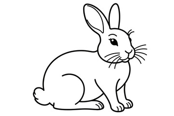 Obraz premium Cute Bunny Outline Illustration-Adorable Rabbit Drawing for Coloring Pages-Simple Black and White Bunny Clipart-Perfect for Easter Projects and Kids Crafts