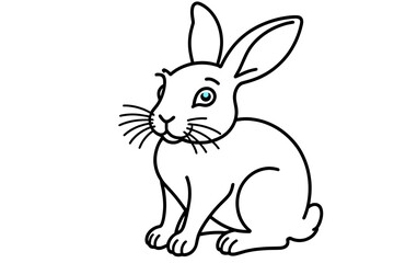 Obraz premium Cute Bunny Outline Image- Adorable Rabbit Illustration for Coloring Pages- Perfect Easter Design- Simple Black and White Rabbit Drawing- Ideal for Kids Activities