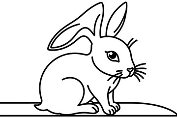 Obraz premium Cute Bunny Outline-Adorable Rabbit Illustration-Simple Black and White Drawing of a Bunny-Perfect for Kids Coloring Pages-Easter Theme-Adorable Rabbit Clipart