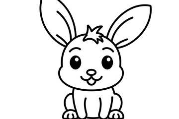 Fototapeta premium Cute Bunny Outline-Adorable Rabbit Illustration-Simple Cartoon Drawing for Kids-Black and White Animal Clipart-Easy Coloring Page-Easter Bunny Line Art-Spring Animal Design