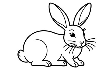 Obraz premium Cute Bunny Outline-Rabbit Illustration for Coloring-Animal Drawing for Kids-Easy Line Art-Simple Rabbit Clipart-Black and White Bunny Image