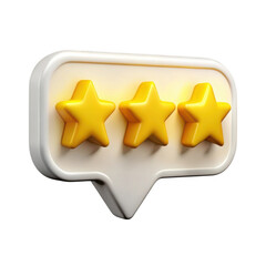 Three yellow stars rating feedback isolated on transparent background