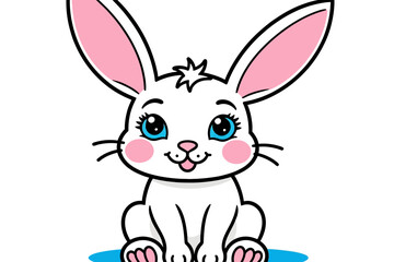 Cute Cartoon Bunny Vector Illustration - Easter Bunny Clipart Image - Adorable Rabbit Character for Kids Designs and Spring Projects