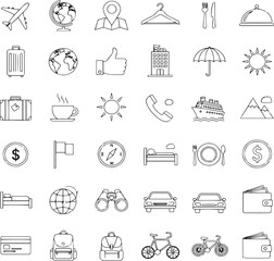Travel and Tourism Thin Line Icon Set for Web and App Design