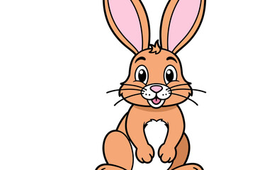 Fototapeta premium Cute Cartoon Rabbit Illustration - Cheerful Easter Bunny Graphic - Adorable Animal Clip Art for Kids Projects - Happy Springtime Design Element