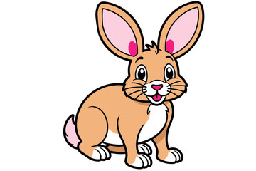 Obraz premium Cute Cartoon Rabbit Illustration - Adorable Bunny Character with Big Ears - Perfect for Kids and Easter Designs - High Quality Vector Image