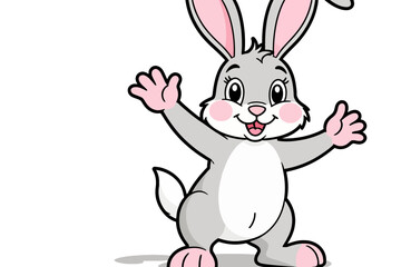 Fototapeta premium Cute Cartoon Rabbit Illustration- Happy Easter Bunny Image for Kids- Adorable Animal Character with Pink Ears and Cheeks- Spring Holiday Graphics