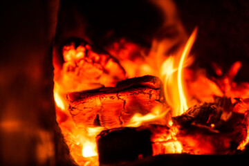 Fire flames in the stove