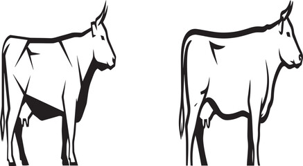 Stylized Cow and Bull Silhouette Logo for Butcher or Farm
