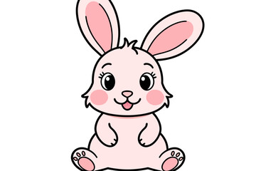 Obraz premium Cute Pink Bunny Cartoon Illustration-Adorable Rabbit Character for Kids-Easter Bunny Graphic-Smiling Bunny Artwork-Animal Clipart Download