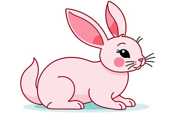 Cute Pink Bunny Illustration-Cartoon Rabbit Image for Kids-Adorable Animal Clipart-Funny Easter Bunny Drawing-Vector Art of Happy Bunny-Sweet Cartoon Hare Graphic_
