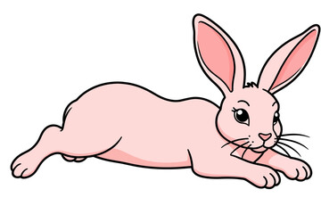 Fototapeta premium Cute Pink Bunny Cartoon Illustration-Adorable Rabbit with Long Ears-Perfect for Easter Crafts and Children's Designs-Download Now for Free!