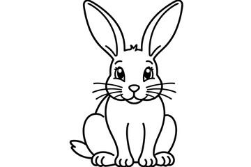 Cute Rabbit Outline Illustration - Perfect for Coloring Pages and Easter Crafts - Download This Adorable Bunny Clipart for Kids and Creative Projects