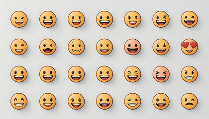 A cheerful collection of yellow smiley emojis with various happy and playful expressions. (4K and HD image)