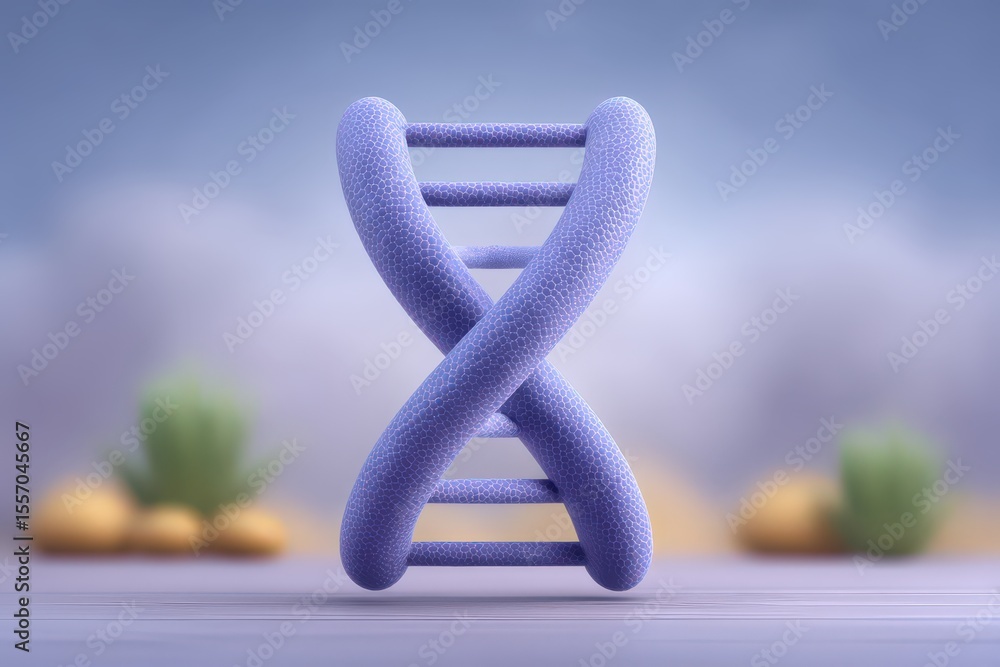 Poster abstract visualization of purple dna double helix structure symbolizing innovation in genetic resear