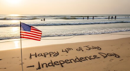 Happy 4th of July! Beach Sunrise Independence Day Celebration
