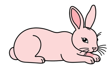 Obraz premium Pink Bunny Illustration - Cute Rabbit Clipart for Easter - Animal Cartoon for Kids - Graphic Design Element - Nursery Art - Digital Download - Children's Decor