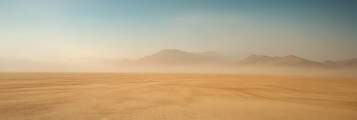Minimalist Chihuahuan Desert composition with heat haze distortion at noon featuring only sand and sky for abstract backgrounds, desert studies