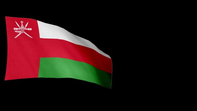 OMAN flag. OMAN flag video. Flag of OMAN Waving in the wind, video, mp4, waving in the Sky, Green screen flag, national flag of the country.