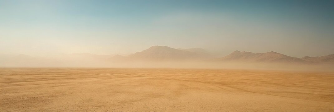 Minimalist Chihuahuan Desert composition with heat haze distortion at noon featuring only sand and sky for abstract backgrounds, desert studies