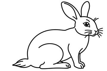 Obraz premium Rabbit Outline for Coloring Pages-Cute Bunny Illustration for Kids-Downloadable Printable Animal Template-Line Art Hare Image for Easter Crafts