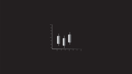 Obraz premium Abstract simple bar chart line Icon isolated, business graph chart stock icon simple on black background.