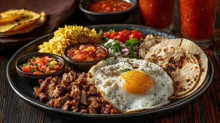 Delicious plate of a variety of mexican food.