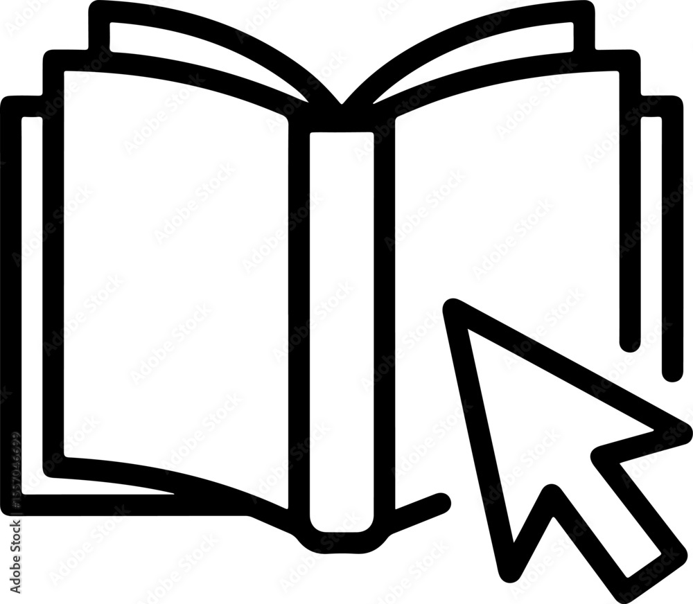Poster open book icon with a computer cursor pointing to the pages