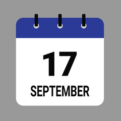 SEPTEMBER-17- Daily Calendar Icon - White Background