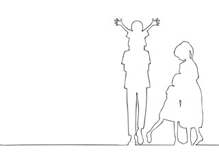 幸せな仲良し家族のイメージ　シルエットイラスト