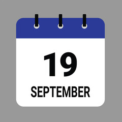 SEPTEMBER-19- Daily Calendar Icon - White Background
