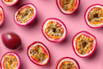 Passion fruit pattern with pink background. (5)