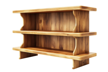 Rustic Wooden Shelf with Warm Tones Vintage Storage Display Stand for Home Decor and Antique on transparent background